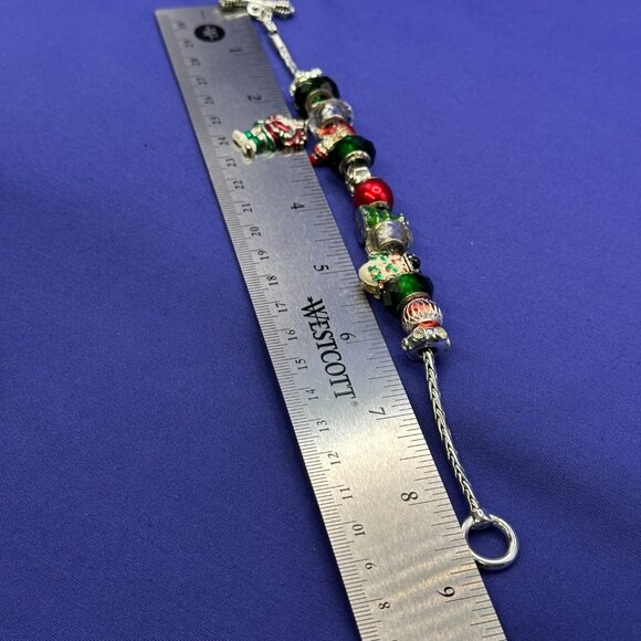 Pandora-Style Christmas Theme Charm Bracelet 14 Beads including 4 .925 Beads - Picture 11 of 15